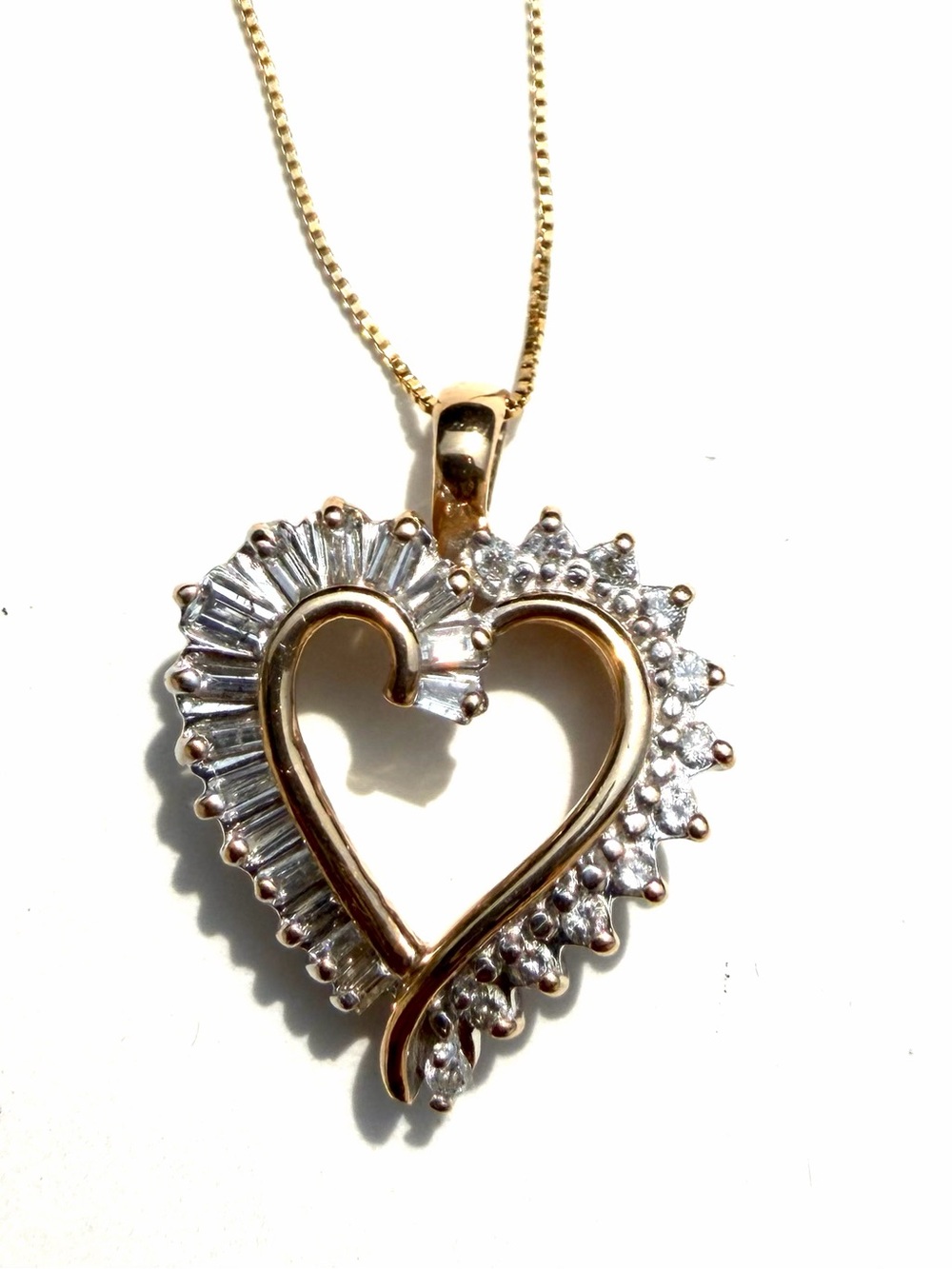 14k Yellow Gold .50ctw Natural Diamond Heart Pendant Necklace